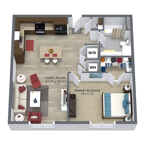 A2 Floor Plan at Aster Apartments, Ohio, 44122